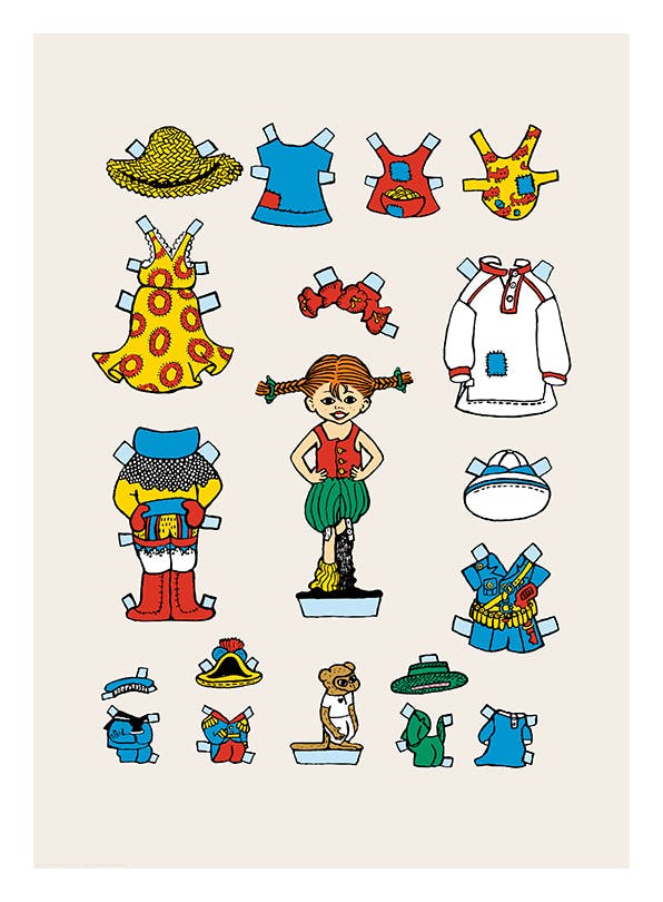 Pippi Pończoszanka Wycinana Lalka Plakat (30x40 cm)- Astrid Lindgren