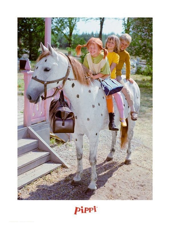 Pippi Longstocking, Annika and Tommy Plakat (50x70 cm)- Astrid Lindgren