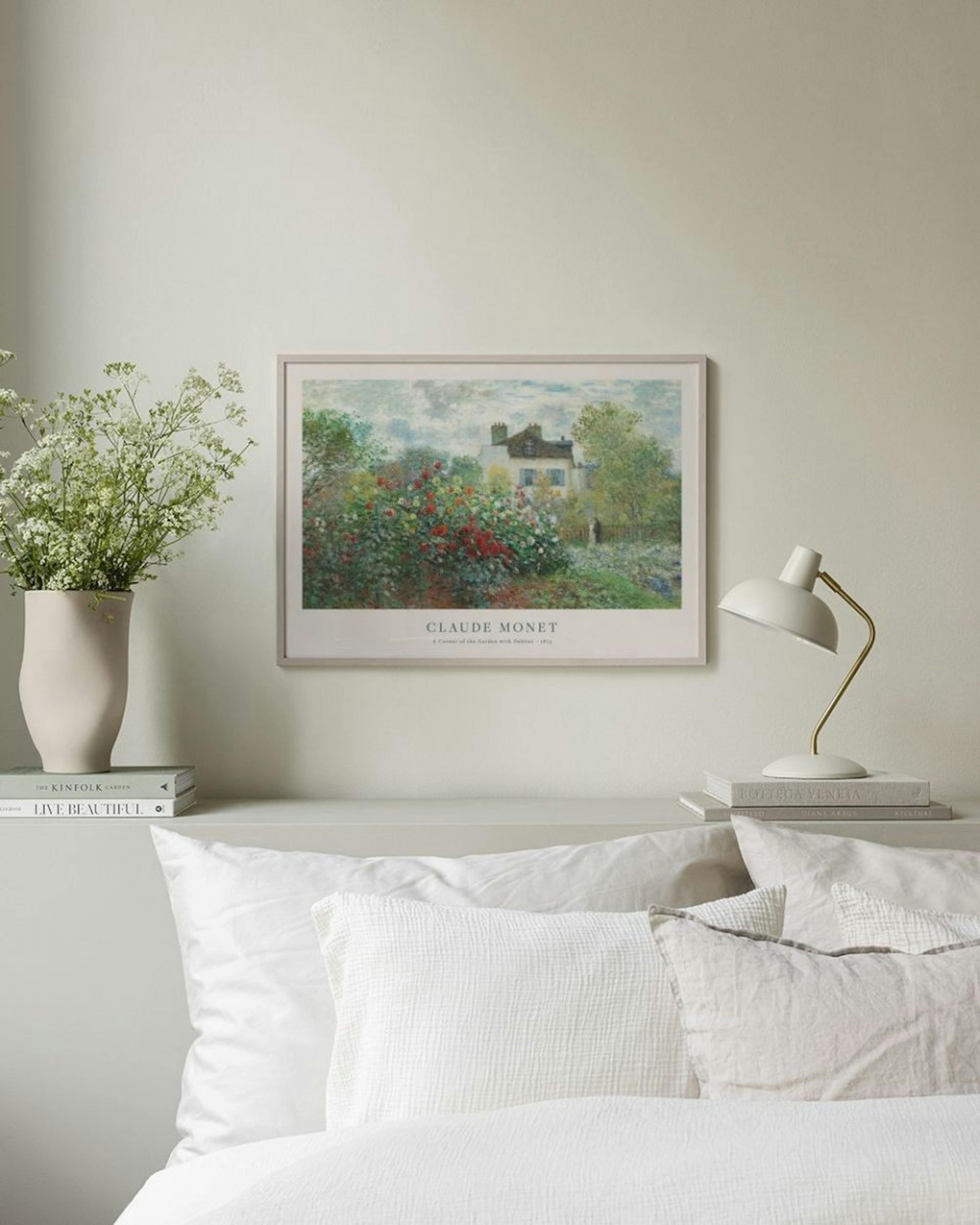 Monet - A Corner of the Garden with Dahlias Poster