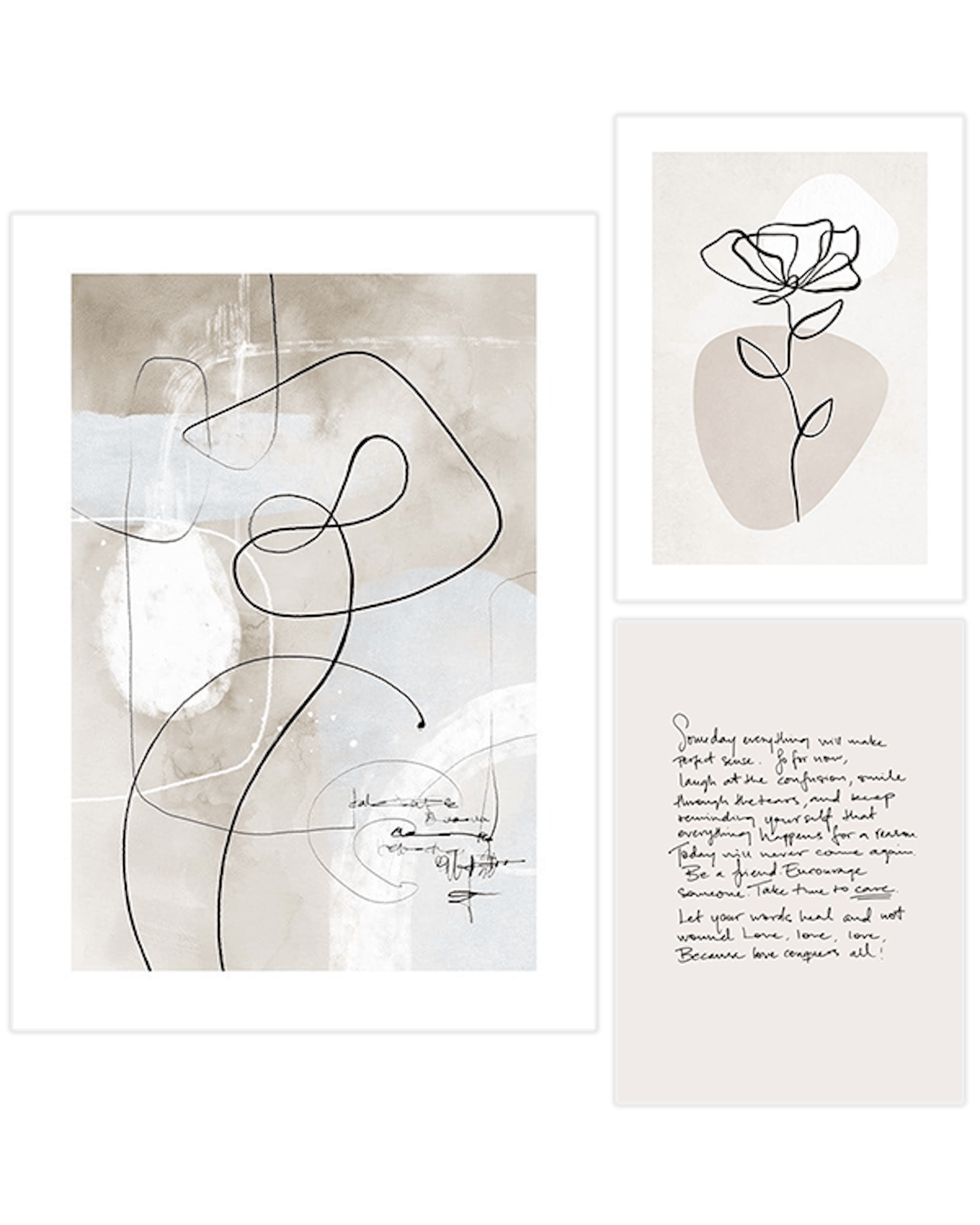 Abstract Line Art Trio Postersets