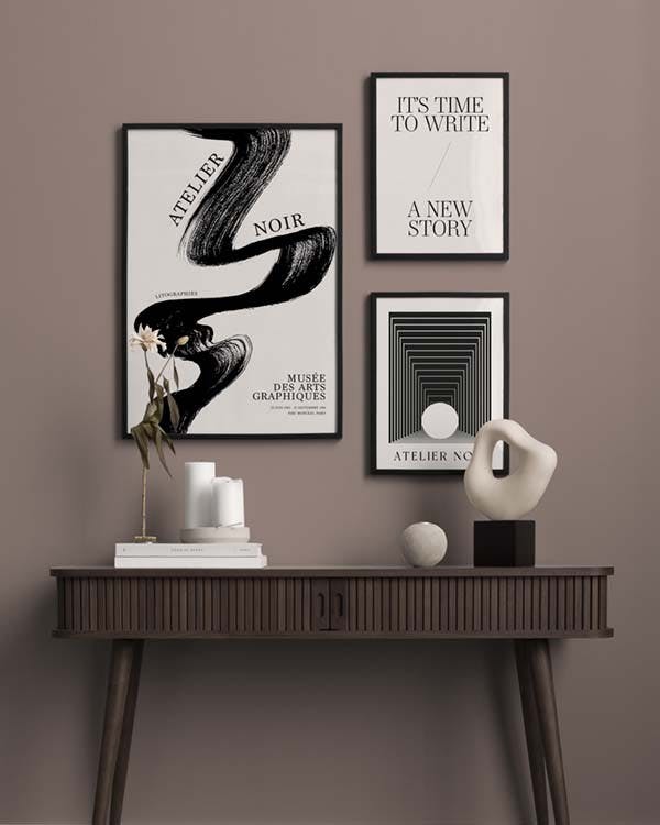 Prints - Black Brush Stroke Trio Poster pack (ONE SIZE) - Poster pack