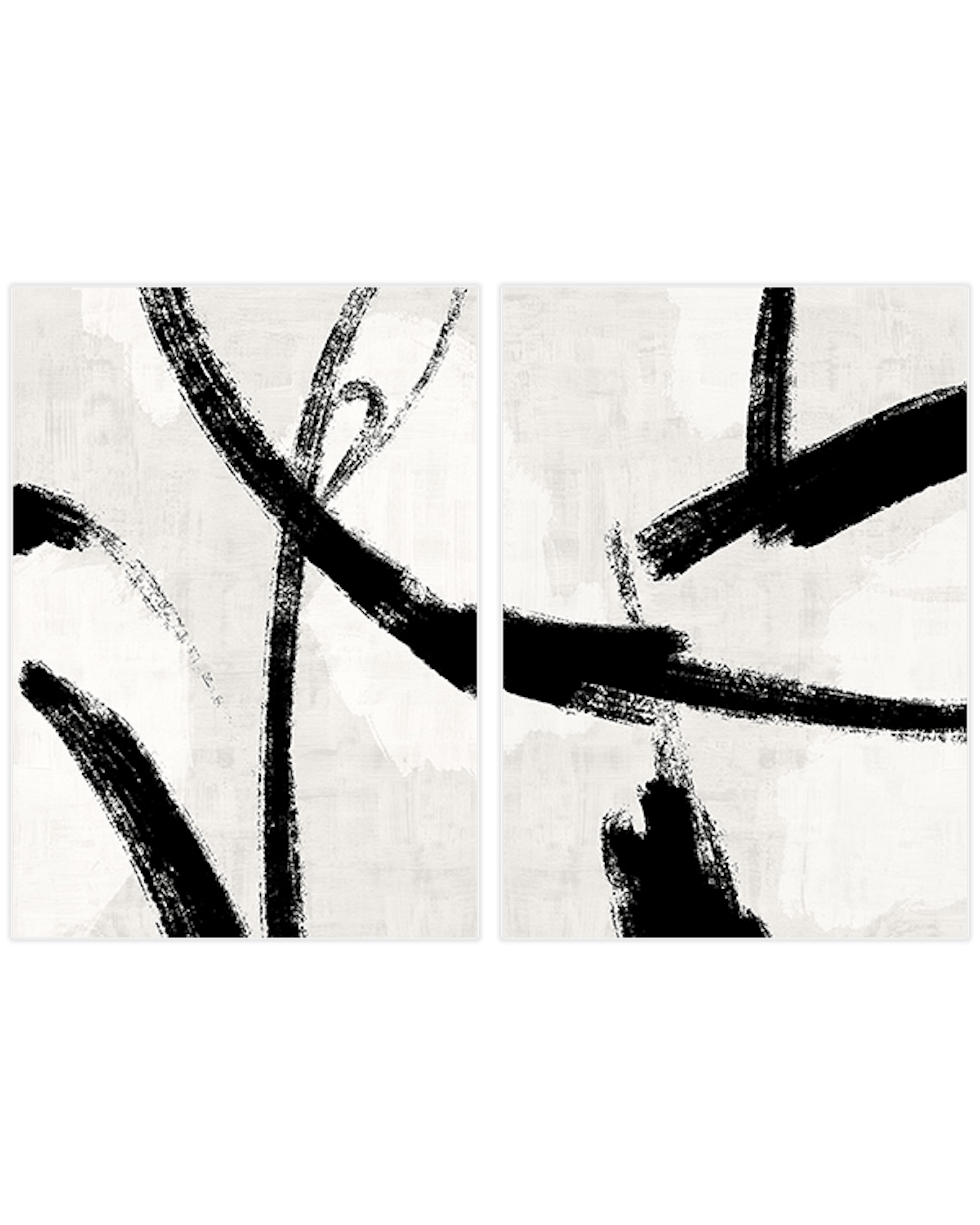 Black Brush Strokes Duo Postersets