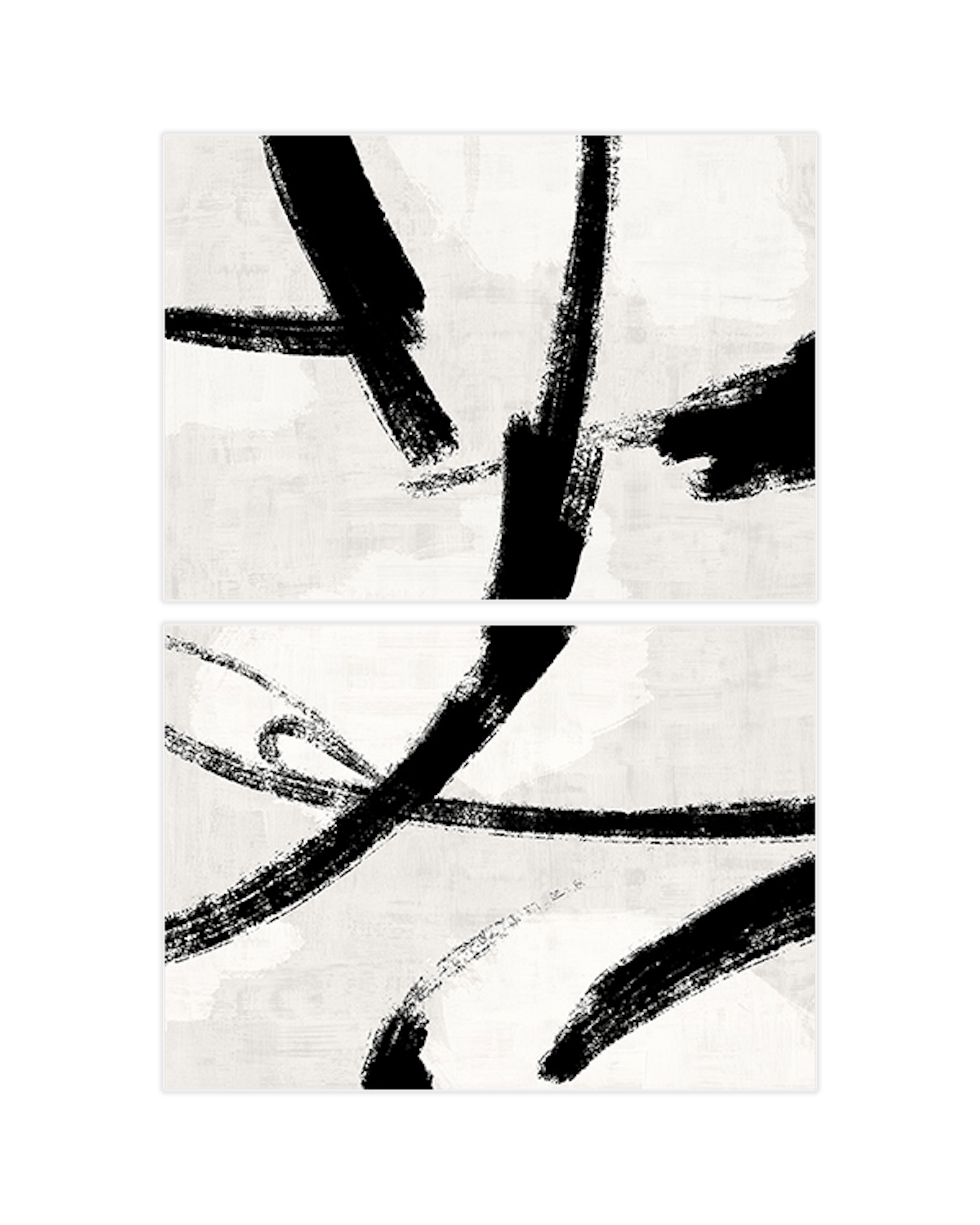 Black Brush Strokes Duo Postersets