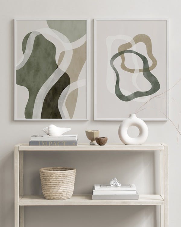 Abstract Green Shapes Duo Zestaw plakatów (40x50 cm)- Zestaw plakatów