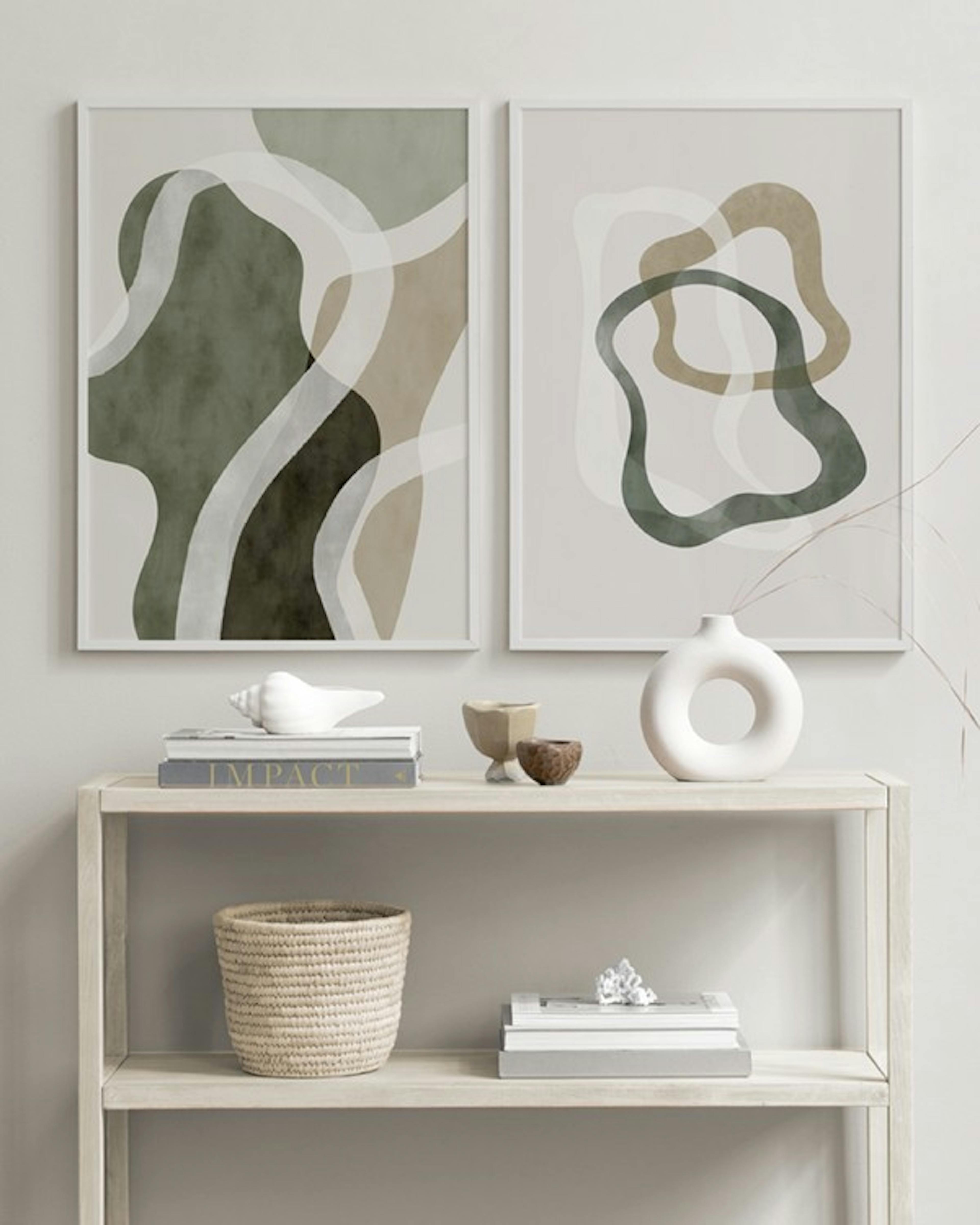 Abstract Green Shapes Duo Sady plagátov