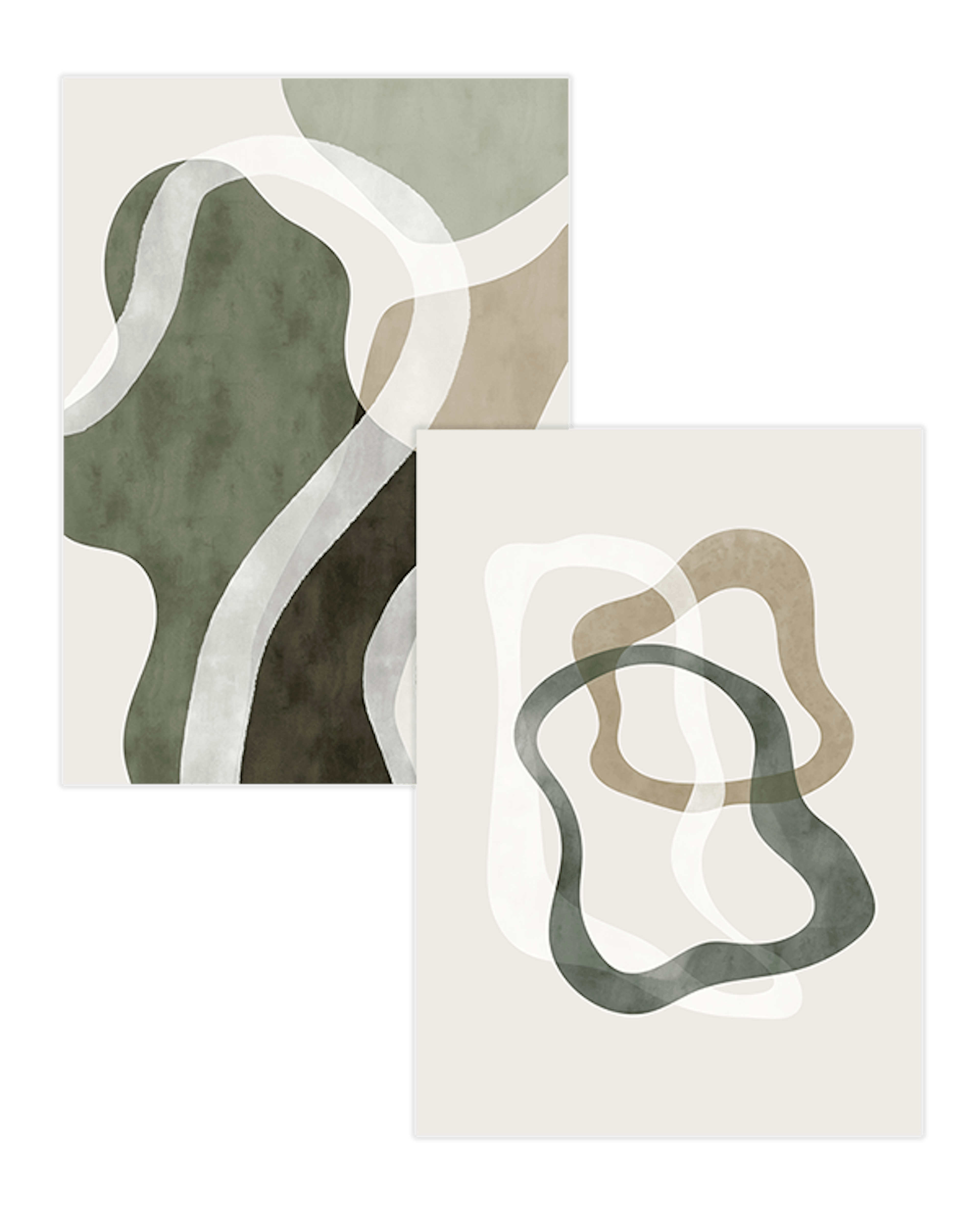Abstract Green Shapes Duo Postersets