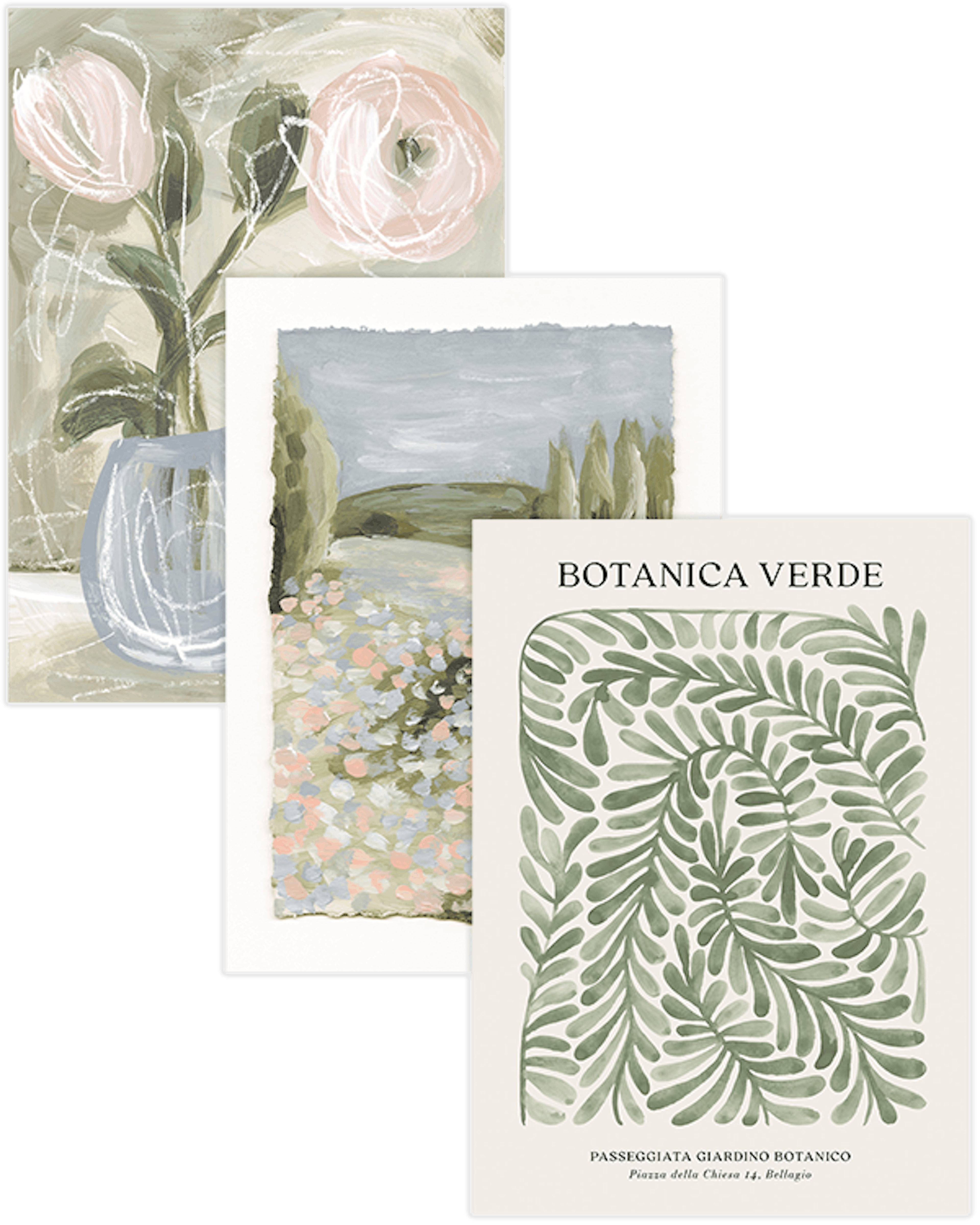 Romantic Green Trio Poster pack