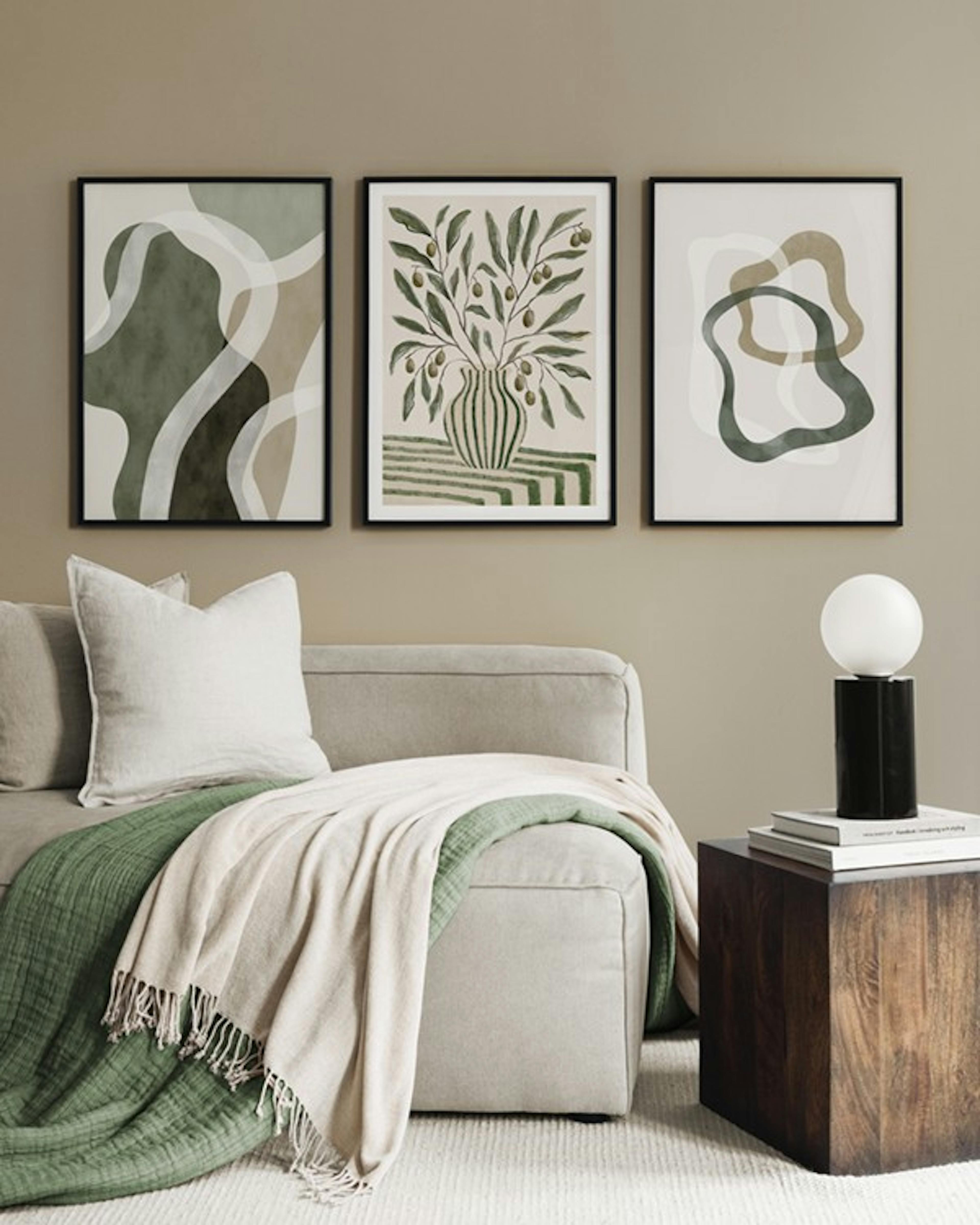 Abstract Green Trio Postersets