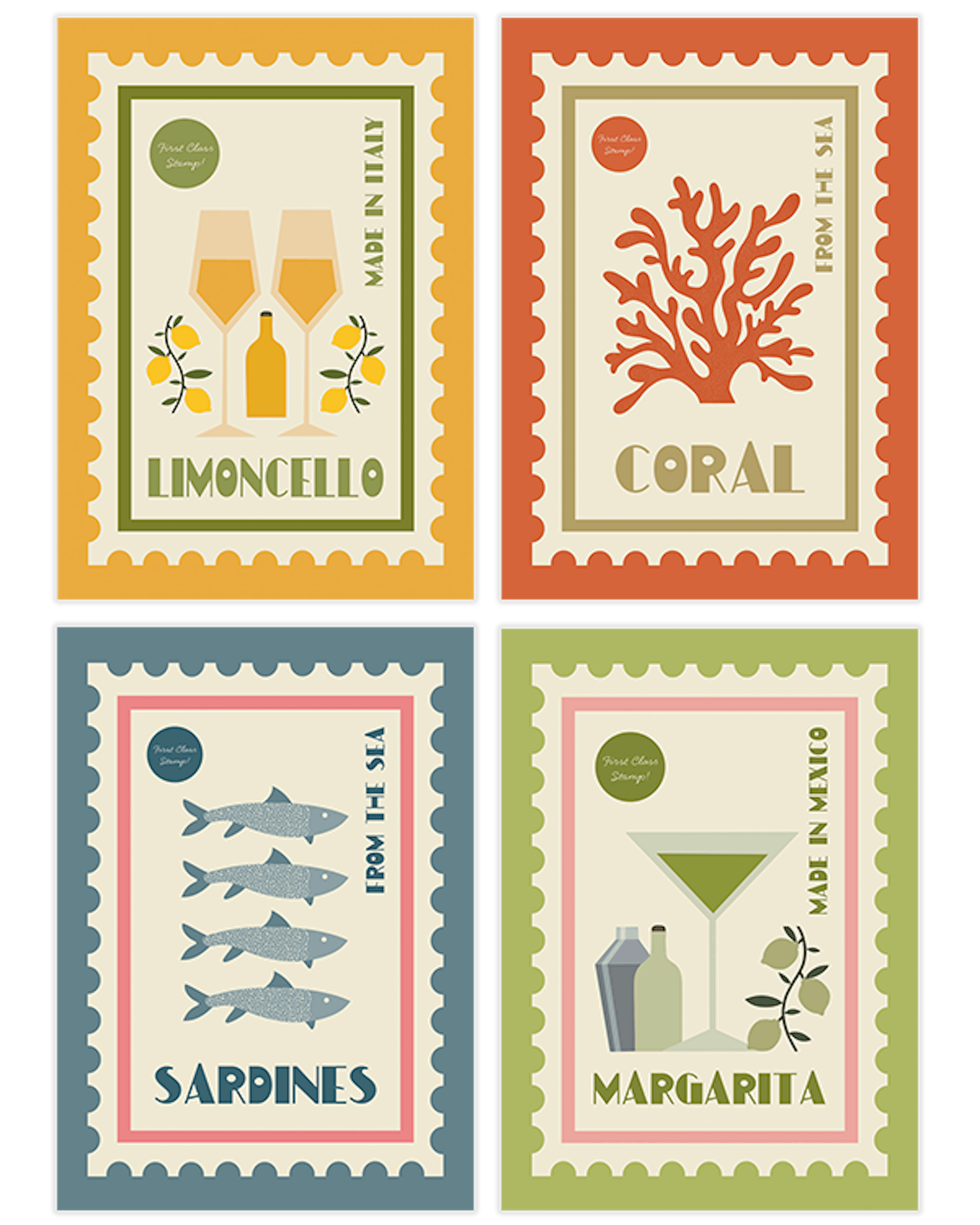 Colorful Stamp Collection Poster pack