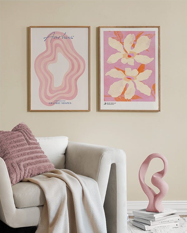 Prints - Pink Graphical Poster Pack (50x70 cm) - Poster pack